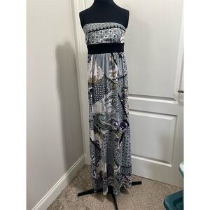 Poetry Women's Strapless Maxi Dress size M Multicolor Patchwork Paisley